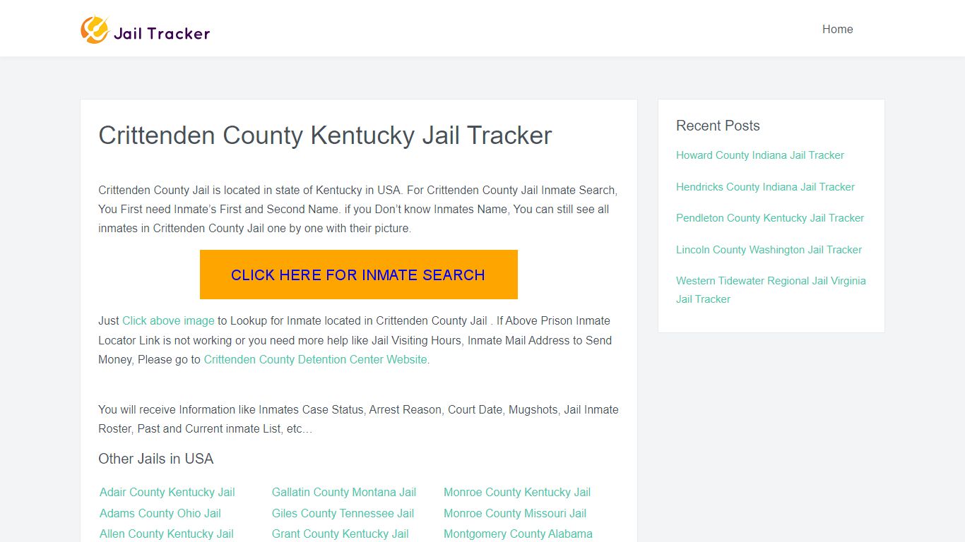 Crittenden County Kentucky Jail Tracker - Inmate Search Online