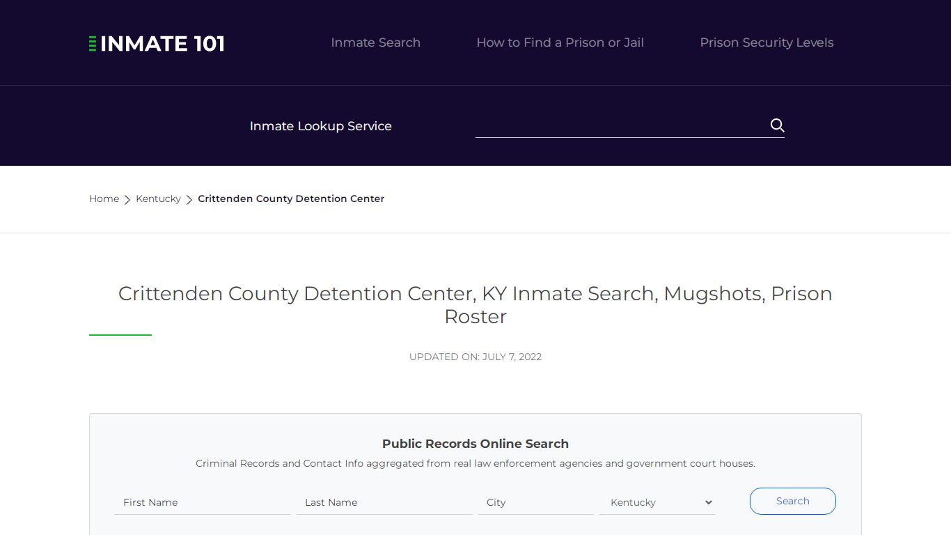 Crittenden County Detention Center, KY Inmate Search ...